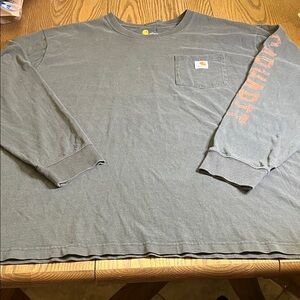 Carhartt Men's Charcoal Long Sleeve Tee with Orange Logo